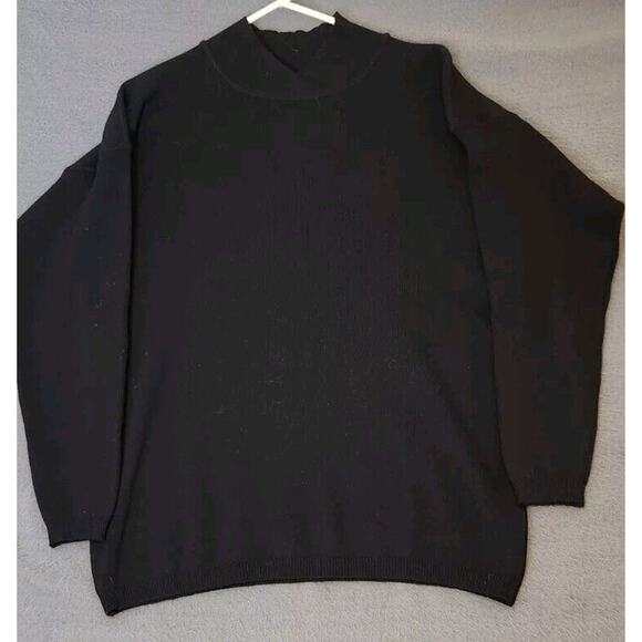 Ann Taylor Women's Vintage Black 100% Wool Knit Long Sleeve Mock Turtleneck Sz M - Picture 1 of 6